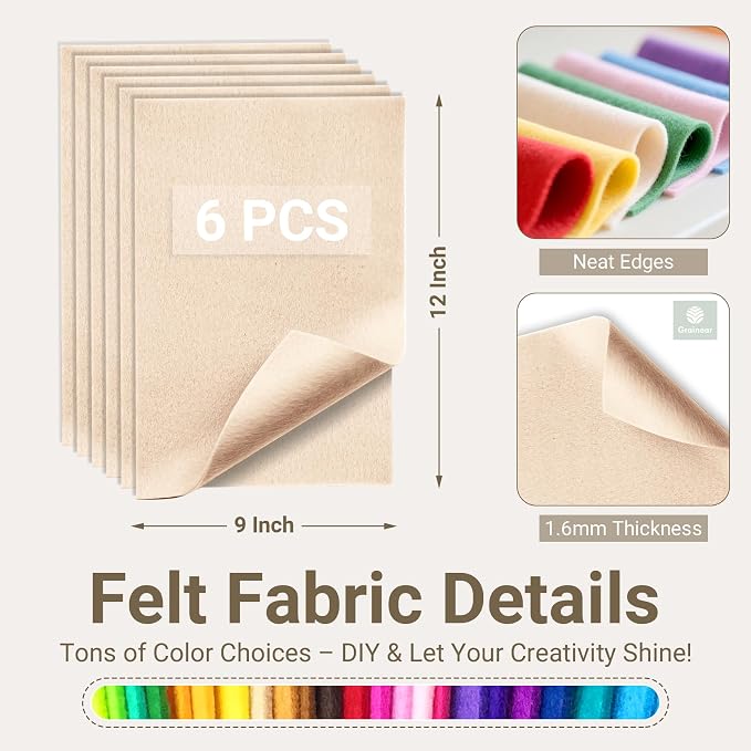 Nude Tones Soft Felt Sheets for Crafts, 1.6mm Thick, Kids' Crafts, DIY Projects - Image 2