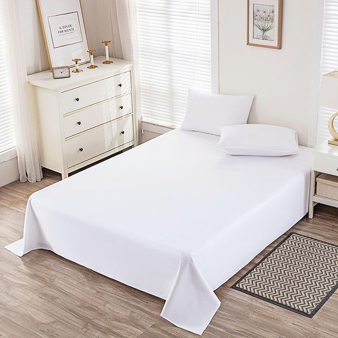 King Size Flat Sheet Only, Soft 300 Thread Count 100% Cotton Flat Sheets by Unknown