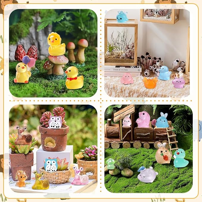 DIYDEC 206pcs Mini Luminous Resin Animals, Miniatures Glow in The Dark Toys - Image 8