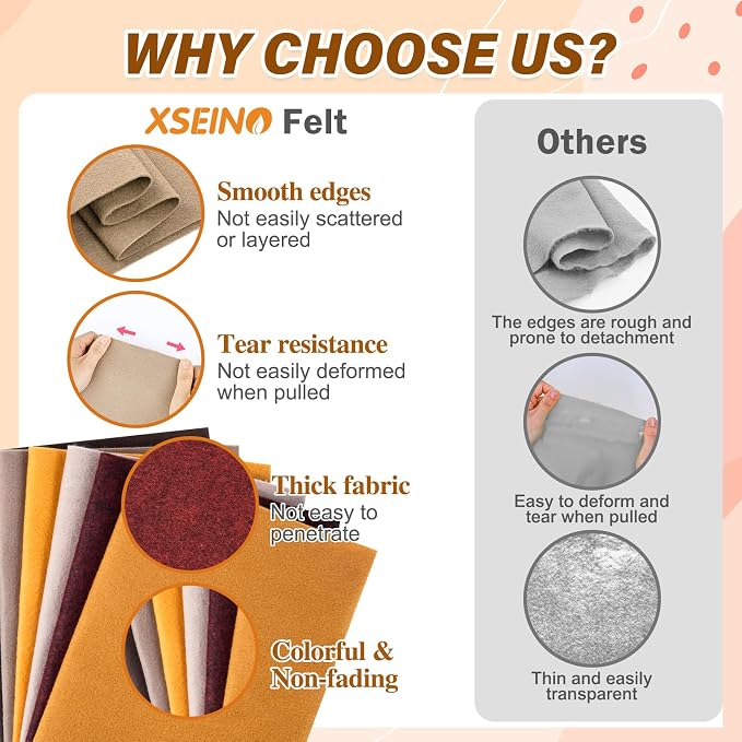 XSEINO 6 Rolls 12"x35" Large Felt Sheets, 1.4mm Thick Nonwoven Fabric - Image 4