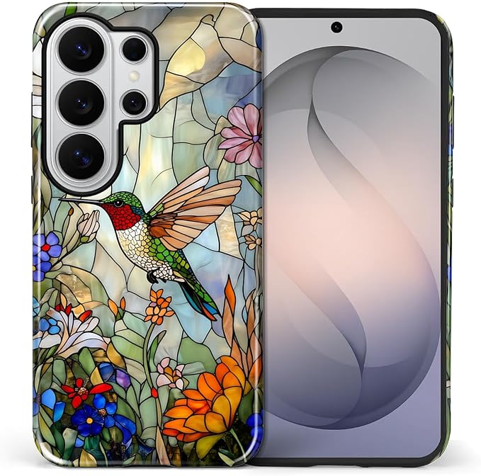 for Samsung Galaxy S26 Ultra Case, Hummingbird Wildflower Stained Glass Pattern by Teonvpu