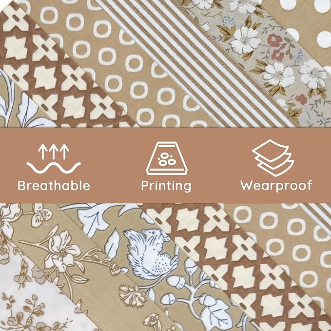 Aubliss 8pcs Fat Quarter Fabric Bundles Quilting Cotton Craft Fabric Pre-Cut - Image 5