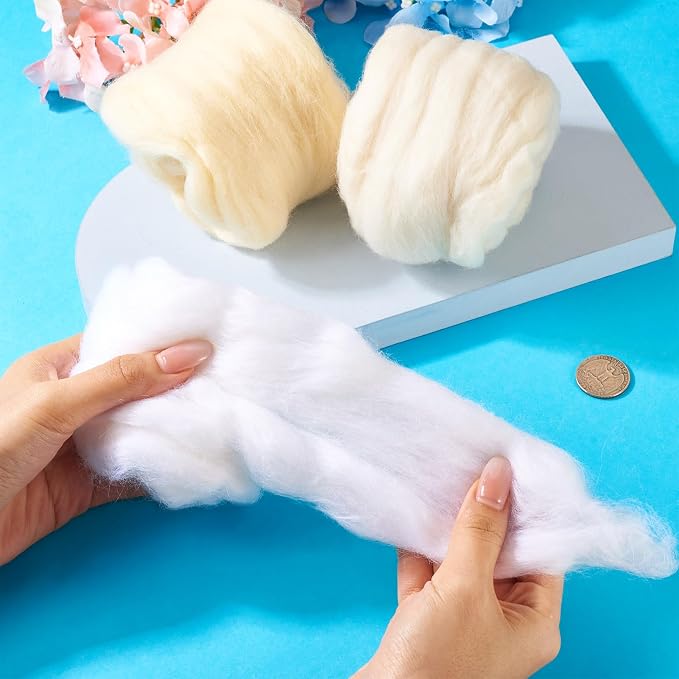 60G Needle Felting Wool White Wool Roving - Image 2