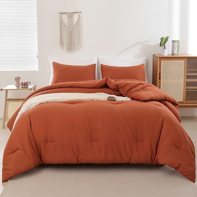 ROSGONIA Oversized Queen Comforter Burnt Orange - Image 3