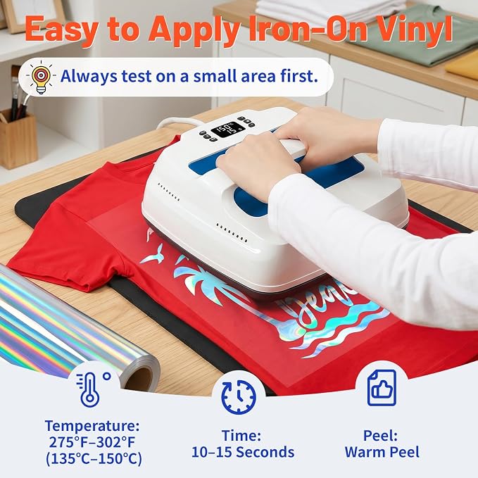 TECKWRAP Heat Transfer Vinyl for T-Shirts, Holographic Silver | Easy Weed HTV - Image 8