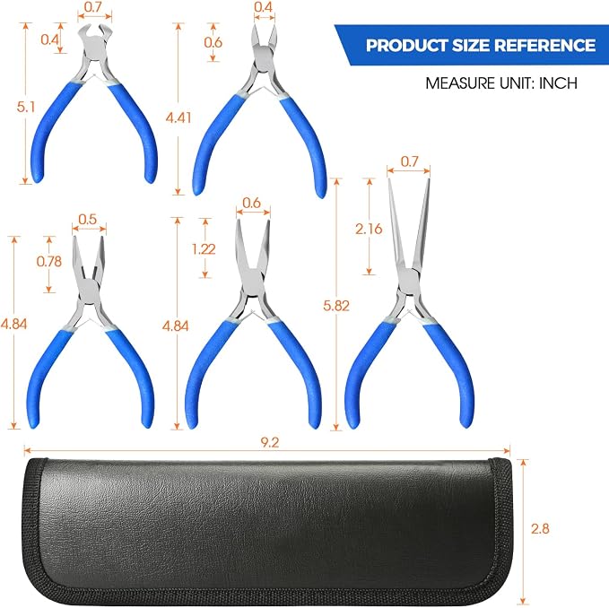 SOONAN 5 Pieces Mini Pliers, Long Lasting Tool Set Cable Cutters, Long Needle - Image 5