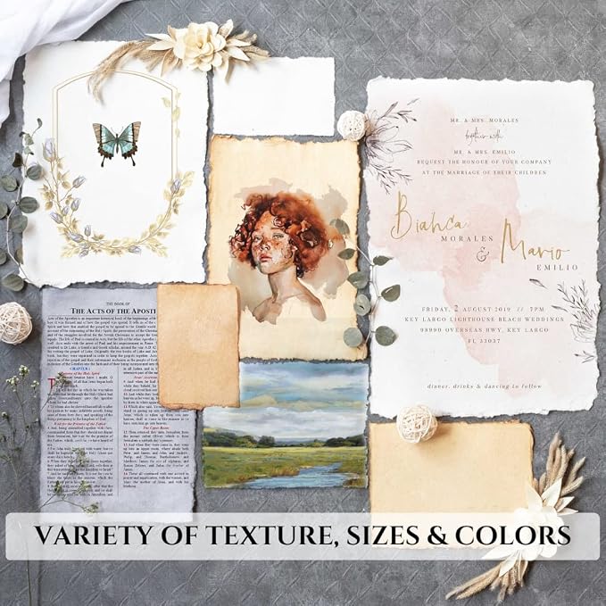 LEATHER VILLAGE Handmade Rough Textured Watercolor Paper 12.5x16.5 in White | - Image 8
