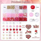 DUQGUHO Valentine's Day Beads for Jewelry Making, 8mm Red Pink White Glass - Image 5