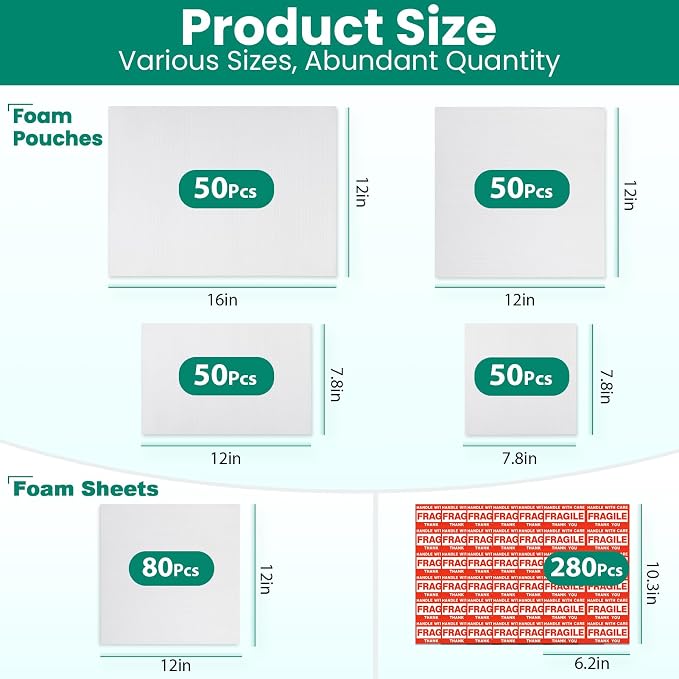 560Pcs Dish Packing Supplies for Moving, 280Thickened High-Density Foam Wrap - Image 2