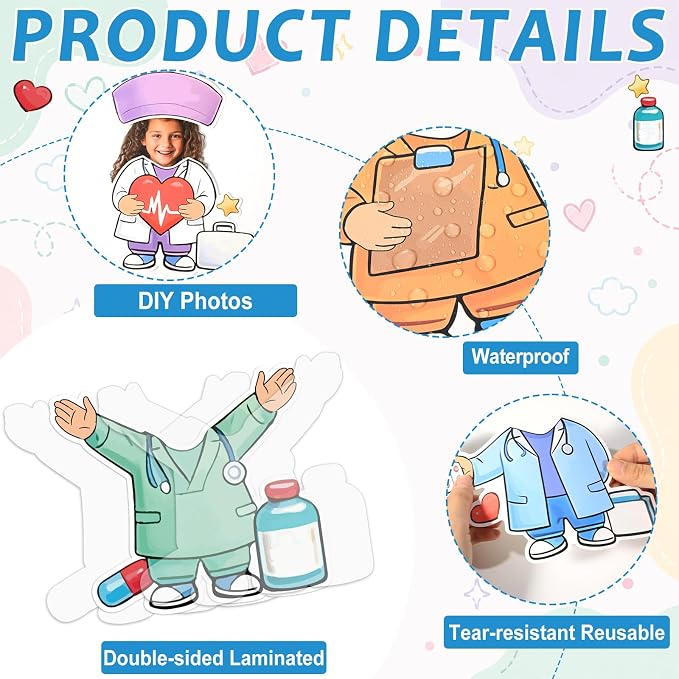 60pcs Nurse Theme DIY Cutouts Healthcare Bulletin Board Decorations Set Doctor - Image 3