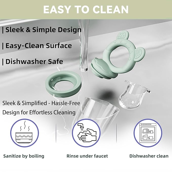 4 Pack Stylish Anti-Drop Baby Fruit Feeder & Breastmilk Popsicle Molds for Teething with Lids, The Perfect Food Feeder, Teether Pacifier, Easy-to-Clean Silicone Feeder Teethers, Extra Silicone Clips