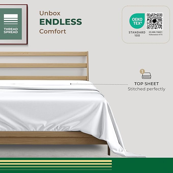 THREAD SPREAD 100% Organic Cotton Percale Flat Sheet Twin XL Size - Image 3