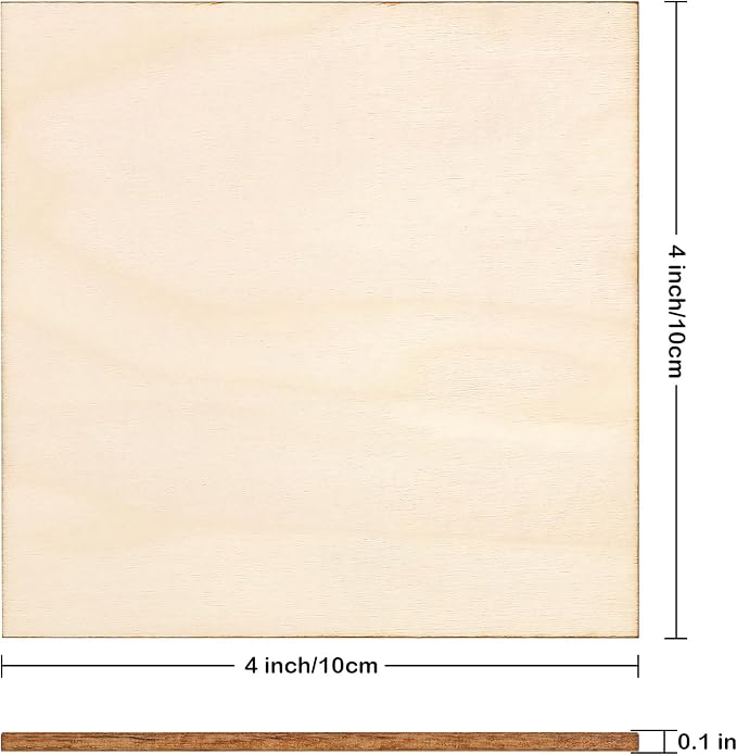 Blisstime 50PCS 4x4 Inch Wood Squares Unfinished Square Wood Pieces - Image 2