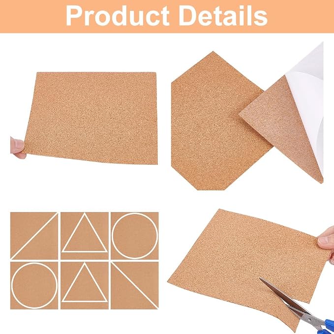 BENECREAT 8 Pack Self-Adhesive Cork Sheets 1mm Thick A4 Rectangle Insulation - Image 5