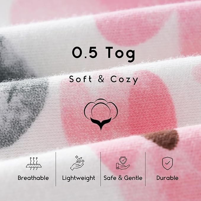 Yoofoss Baby Sleep Sack 12-18 Months 0.5 Tog Wearable Blanket for Baby, 3 Pack 100% Organic Cotton Infant Toddler Sleeping Sack 2-Way Zipper Lightweight Sleep Sack