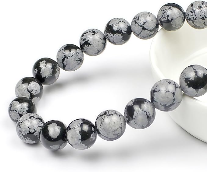 MJDCB Snowflake Obsidian Beads Round Natural Stone Beads - Image 2