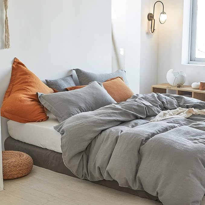 Simple&Opulence 100% Linen Duvet Cover Set 2pcs Basic Style Natural French - Image 8