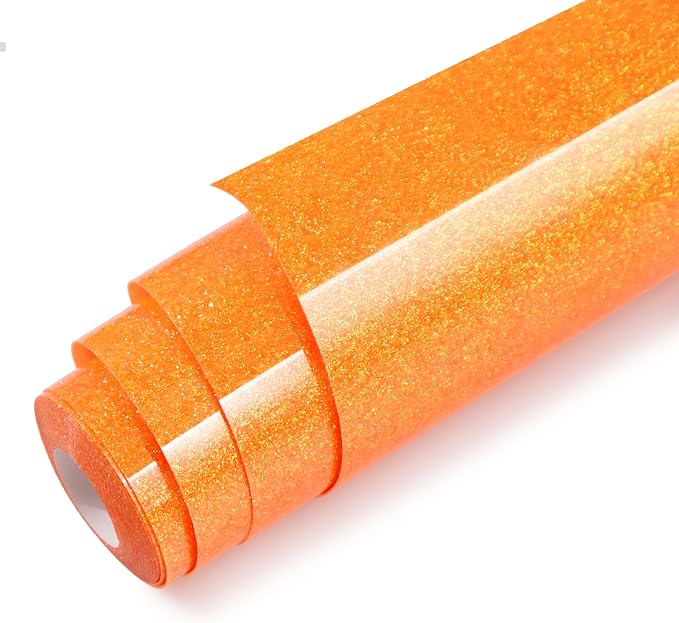 Orange Glitter HTV Heat Transfer Vinyl by WRTUUED