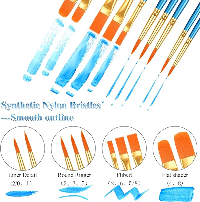 20 Pcs Paint Brushes, Acrylic Painting Brush Set, Watercolor Brushes, Acrylic - Image 2