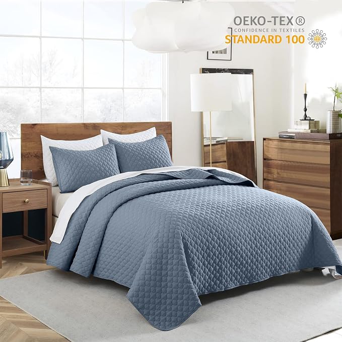 HORIMOTE HOME Quilt King Size Dusty Blue, Lightweight Quilt - Image 2