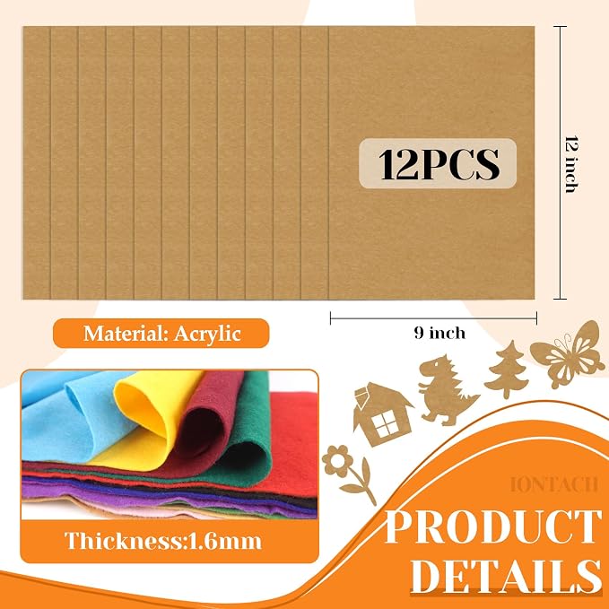 IONTACH 9" X 12" Felt Fabric Sheets 1.6mm Thick | Soft Felt - Image 3