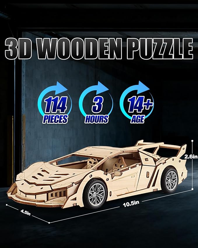 3D Wooden Puzzles for Adult, Brain Teaser DIY Hobbies Gifts for Men Teens - Image 2