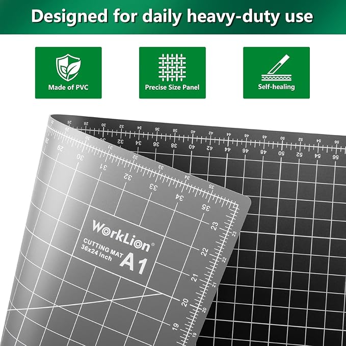WorkLion Self Healing Cutting Mat 24''x36'': Double-Sided 5-Ply Craft Cutting - Image 2
