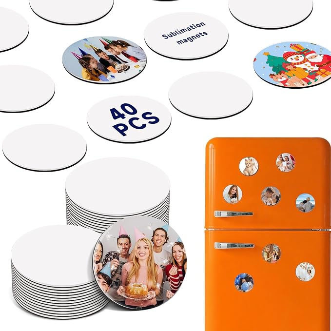 40 Pcs Sublimation Magnets Custom Round Fridge Magnets Personalized Sublimation by Unknown