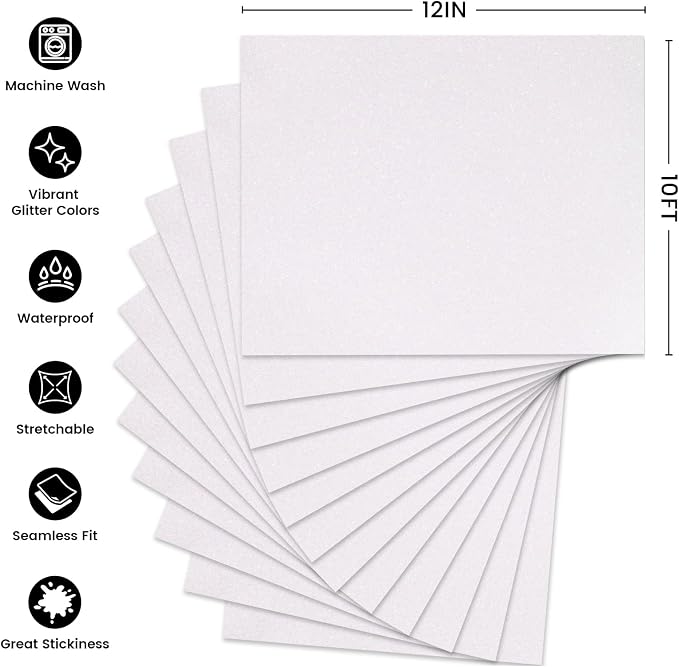 Glitter HTV Heat Transfer Vinyl, Sparkle HTV Compatible - Image 2