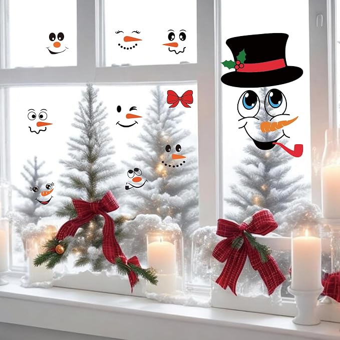 41 PCS Snowman Face Stickers for Crafts Christmas Vinyl Snowman Face Decals for - Image 3
