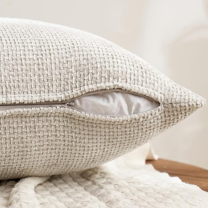 MIULEE Pack of 4 Couch Throw Pillow Covers 16x16 Inch Cream Soft Decorative - Image 7