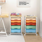 SYKIARIOL Utility Cart with 5 Drawers, Storage Cart with Wooden Tabletop and - Image 7