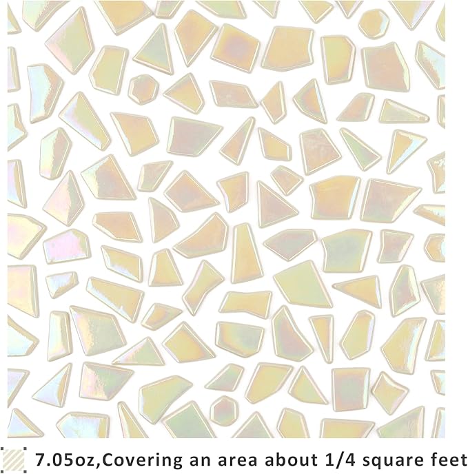 Youway Style Iridescent Cream Glass Mosaic Tiles - Image 5