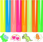 WRAPXPERT Neon HTV Heat Transfer Vinyl 8 Neon Vinyl Assorted Sheets 12x10In by WRAPXPERT