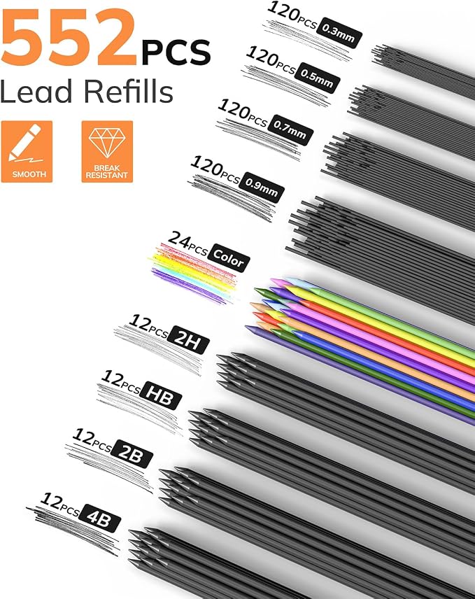 Four Candies 27PCS Metal Mechanical Pencil Set, Art Supplies - Image 2