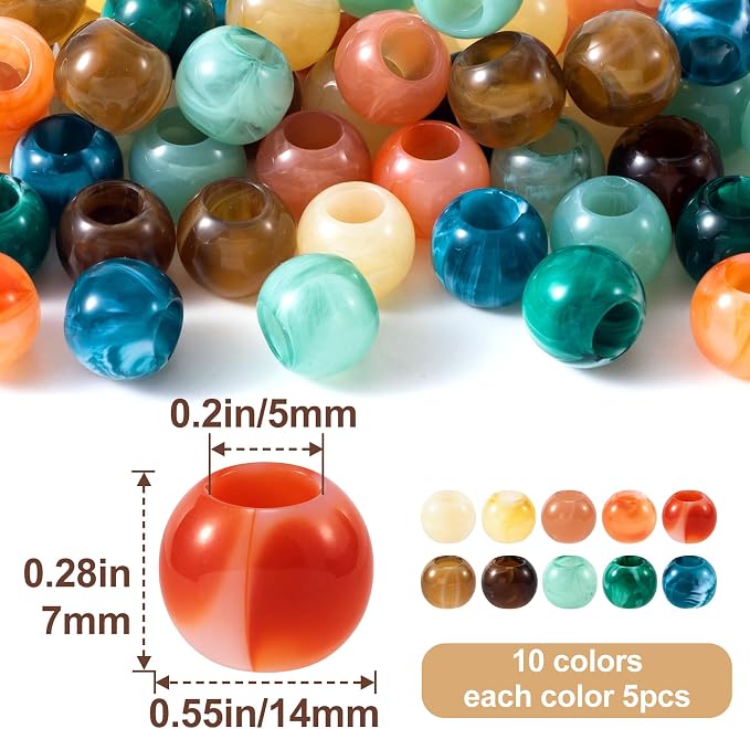 Pndeyo 50pcs Round Acrylic Beads - Image 2