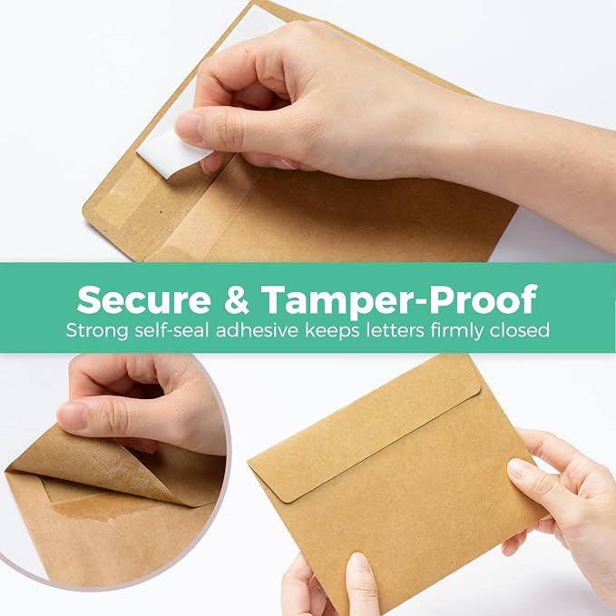 Ohuhu 4x6 Blank Brown Kraft Cards and Self-Seal Envelopes 100 Pack | 4"x6" - Image 7