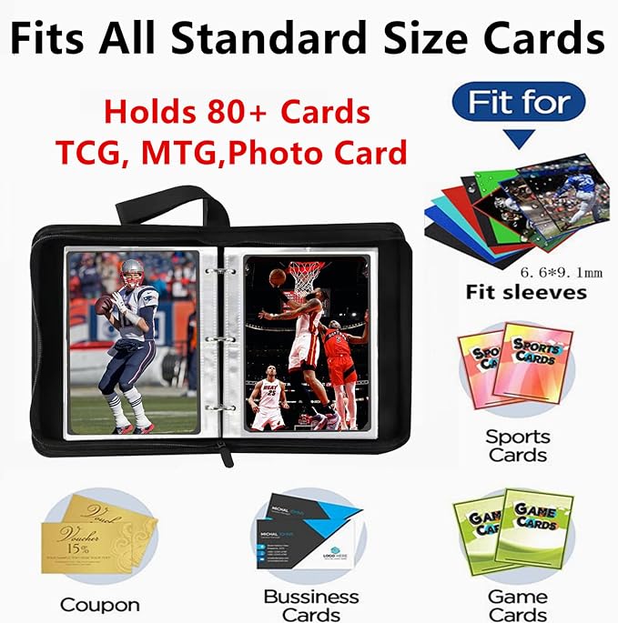 Mini Card Binder, 1-Pocket Super Lightweight Zipper Binder Holds 80+ Trading - Image 2