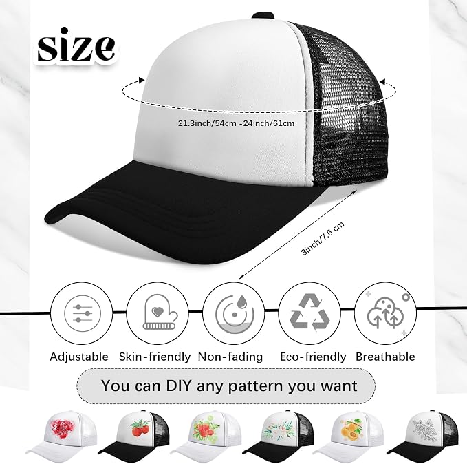 Vabean 24 Pack Sublimation Blank Cap Trucker Mesh Cap Unisex Plain Blank - Image 2