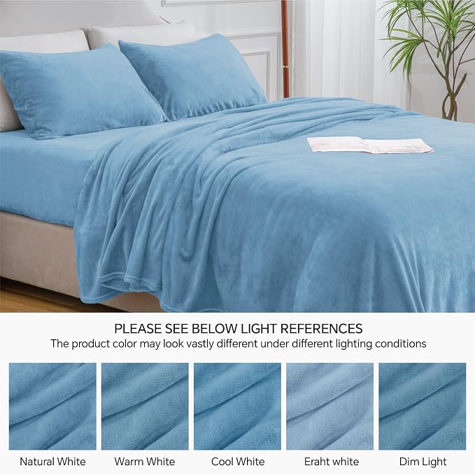 BEDELITE Flannel Sheets Full Size Forever Blue - Image 9
