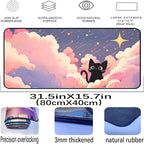 Anime Desk Mat, Cute Black Cat Game Mousepad, Full Deskmat, Extended Computer - Image 2