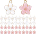 40 Pcs Gold Plated Enamel Cherry Blossoms Decor Small Flower Enamel Charms Cute by Unknown