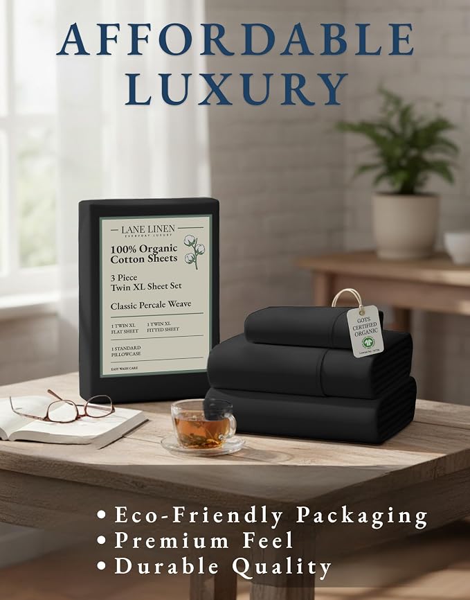 LANE LINEN 100% Organic Cotton Bed Sheets Extra Long Twin, Soft & Comfy Fully - Image 8