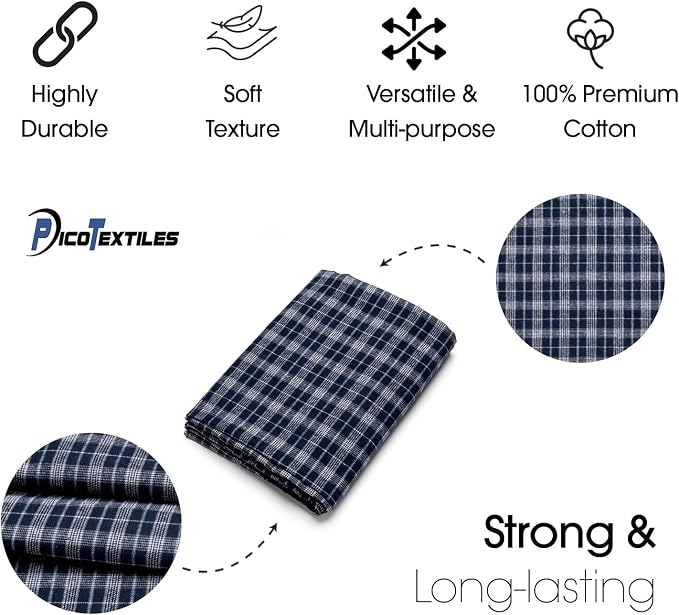Pico Textiles 1 Yard Blue Tartan Plaid Flannel Fabric - Image 5