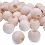Jdesun 50 Pieces Wooden Beads, Natural Round Wood Loose Beads Wood Spacer 25mm by Jdesun