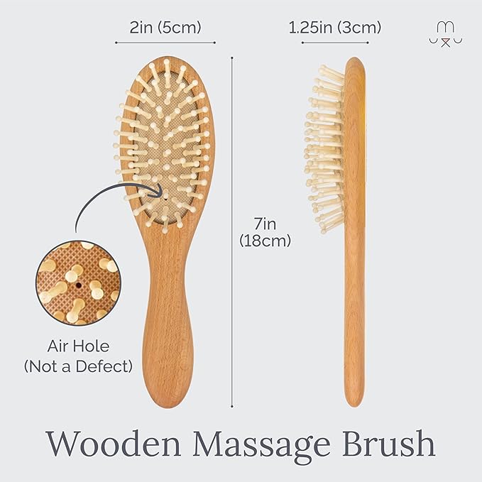 Natemia Baby Hair Brush and Comb Set - Wooden Soft Bristle Brush, Cradle Cap Brush for Newborns and Toddlers