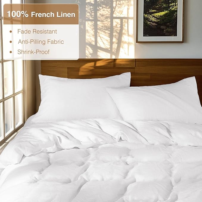 SONORO KATE 100% French Linen Duvet Cover Queen Size, Soft Breathable - Image 2