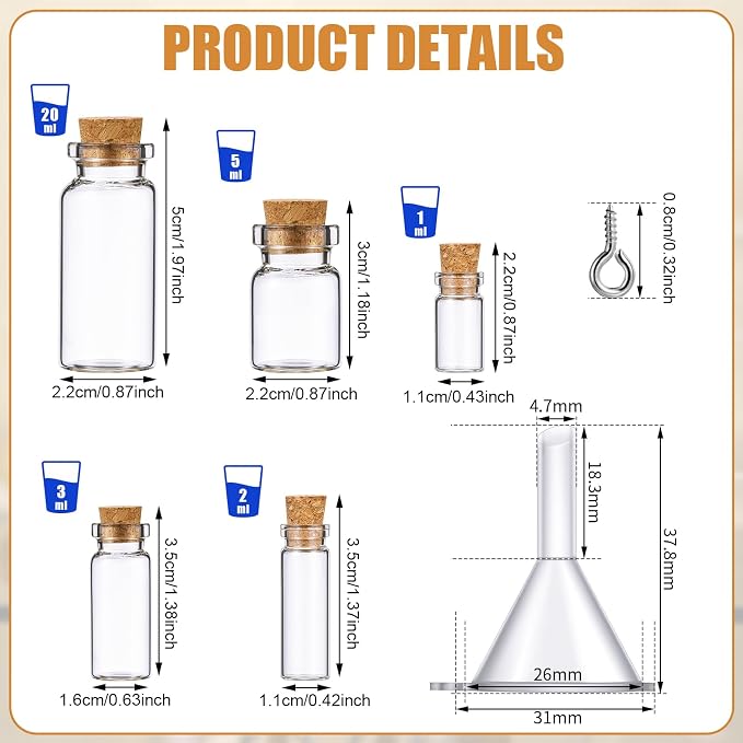 Sherli 45 Pcs Mini Tiny Glass Jars Small Bottles - Image 2