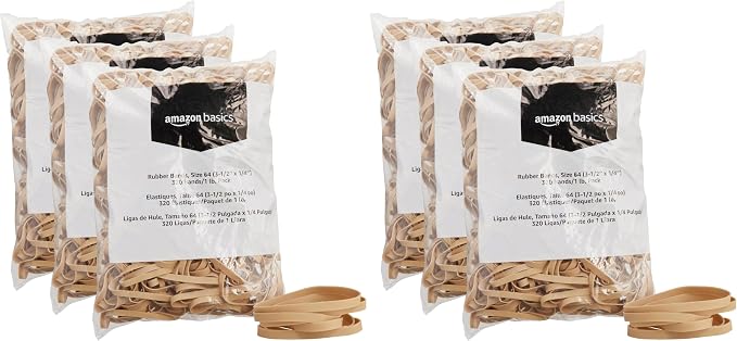 Amazon Basics Rubber Bands, Office Supplies, Size 64, 320 Bands/1 lb Pack by AmazonBasics
