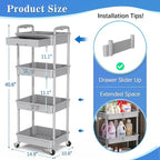 SUNALLY 4 Tier Rolling Utility Cart - Image 2